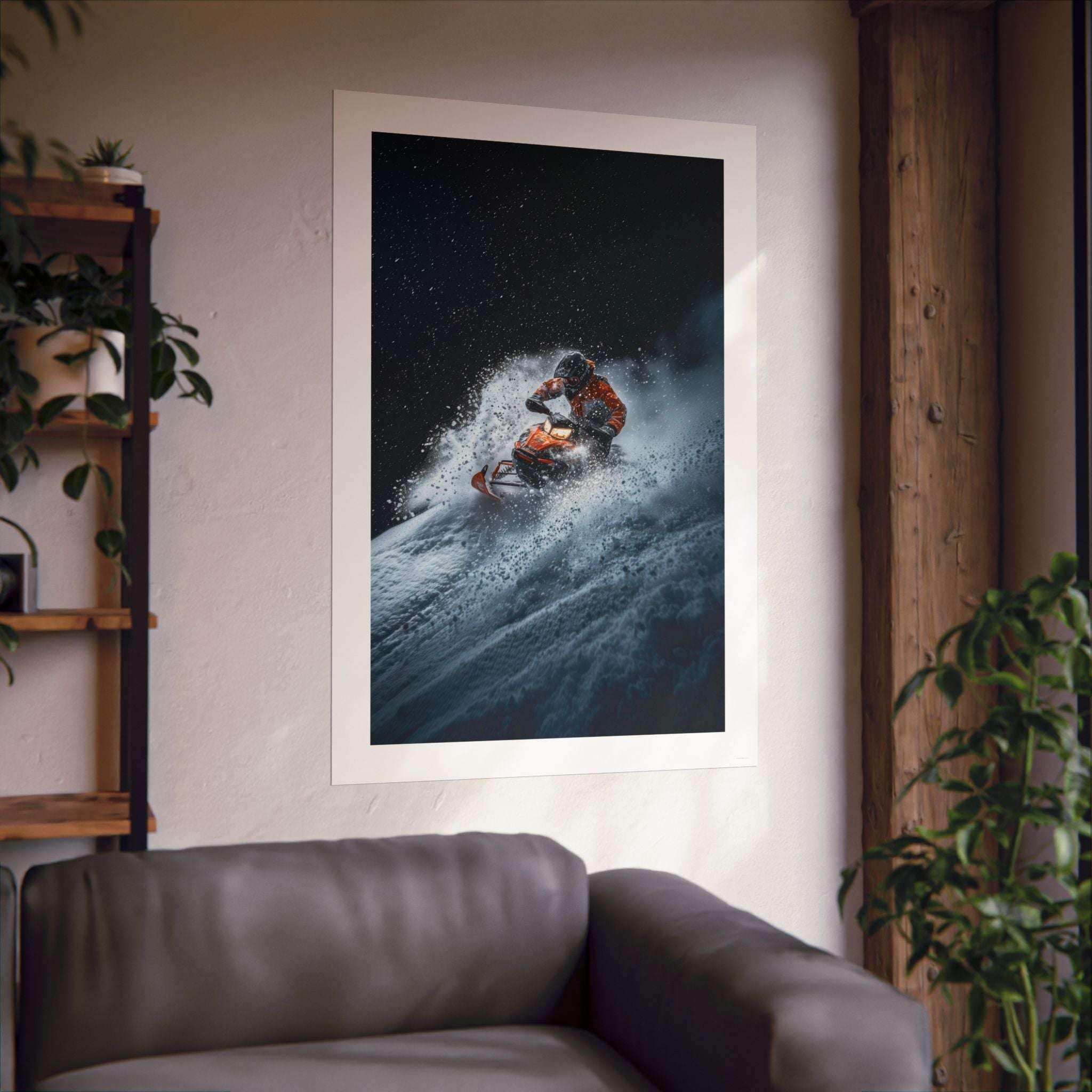 Downhill Cold Rush -  Snowmobile - Gallery Print Poster - DC0190